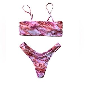 Pink Marble Print Bikini Set – Size Small – EUC